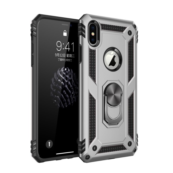 iPhone X & iPhone XS 5.8 inches Case, Car Magnetic Shockproof Rubber Armor Hybrid Rugged Hard PC Back Ring Kickstand Cover,without Screen Protector