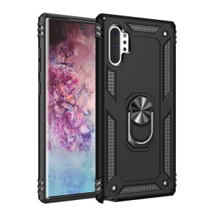 Samsung Note10 Plus/Note10 Plus 5G Case, Car Magnetic Shockproof Rubber Armor Hybrid Rugged Hard PC Back Ring Kickstand Cover,without Screen Protector, For Samsung Note 10 Plus