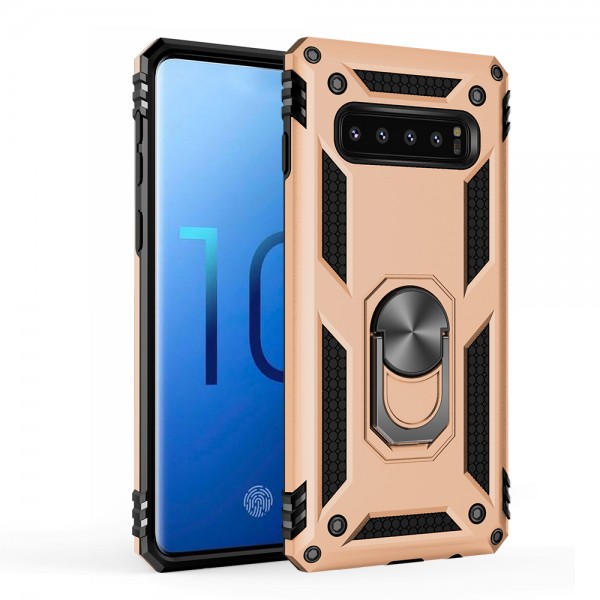 Samsung Galaxy S10 Plus Case, Car Magnetic Shockproof Rubber Armor Hybrid Rugged Hard PC Back Ring Kickstand Cover,without Screen Protector