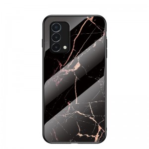 Marble Pattern Tempered Glass Slim Back Smartphone Case , For Samsung A22 5G