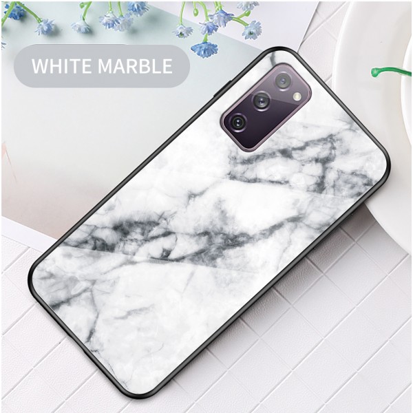 Galaxy S20 FE 5G & 4G (6.5 inches)Case Case, Marble Only Back Tempered Glass Anti-scratch Shockproof Wireless Charging Support