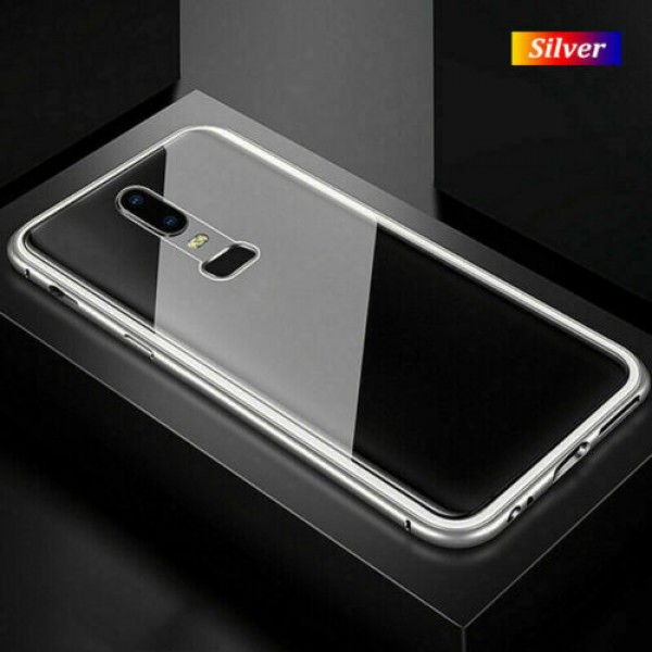 OnePlus 7 Pro Case,Magnetic Adsorption Metal Frame Double Sides Tempered Glass With Screen Protector 360 Full Protection Shockproof