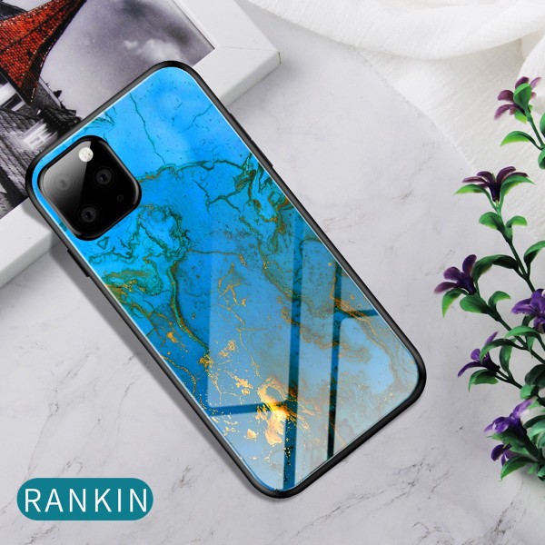 iPhone 11 Pro 5.8 inches 2019 Released Case ,9H Tempered Glass Marble Pattern Back (No Front Glass) Anti-Scratch Absorption Soft TPU Bumper