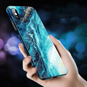 iPhone 12 6.1 inches 2020 Released Case,Marble Tempered Glass Back Phone Ultra Slim Lightweight Siliocne Bumper Without Front Screen Protector, For IPhone 12