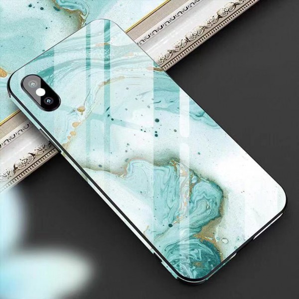 iPhone 12 6.1 inches 2020 Released Case,Marble Tempered Glass Back Phone Ultra Slim Lightweight Siliocne Bumper Without Front Screen Protector