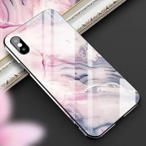 iPhone 12 6.1 inches 2020 Released Case,Marble Tempered Glass Back Phone Slim Lightweight Siliocne Bumper Without Front Screen Protector