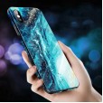 iPhone X & iPhone XS 5.8 inches Case,Marble Tempered Glass Back Phone Ultra Slim Lightweight Siliocne Bumper Without Front Screen Protector