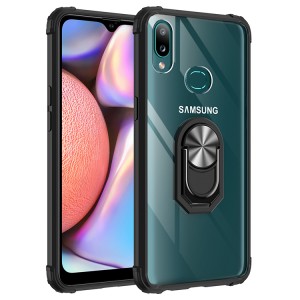 Samsung Galaxy A10S Case,Shockproof Built-in Magnetic Car Mount Metal Ring Kickstand Protective Clear Back Cover, For Samsung A10s