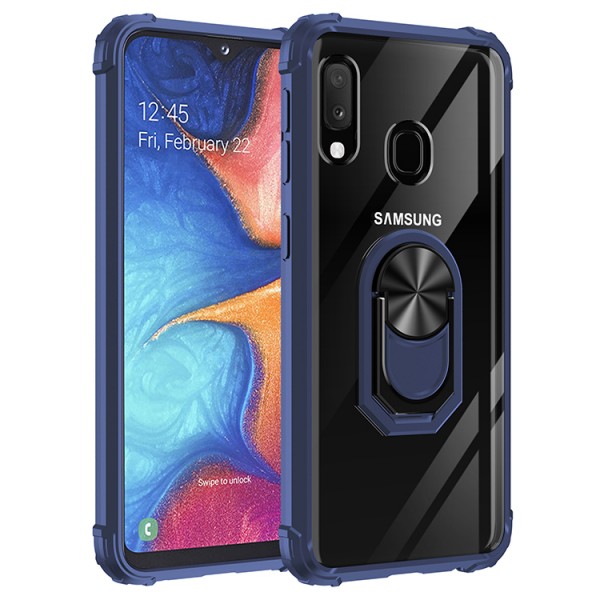 Samsung Galaxy A20E Case,Shockproof Built-in Magnetic Car Mount Metal Ring Kickstand Protective Clear Back Cover