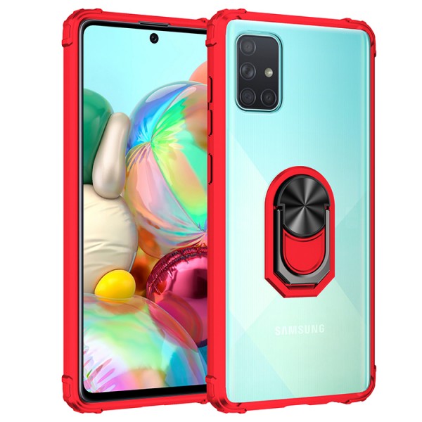 Samsung Galaxy A51 4G 6.5 inches Case,Shockproof Built-in Magnetic Car Mount Metal Ring Kickstand Protective Clear Back Cover