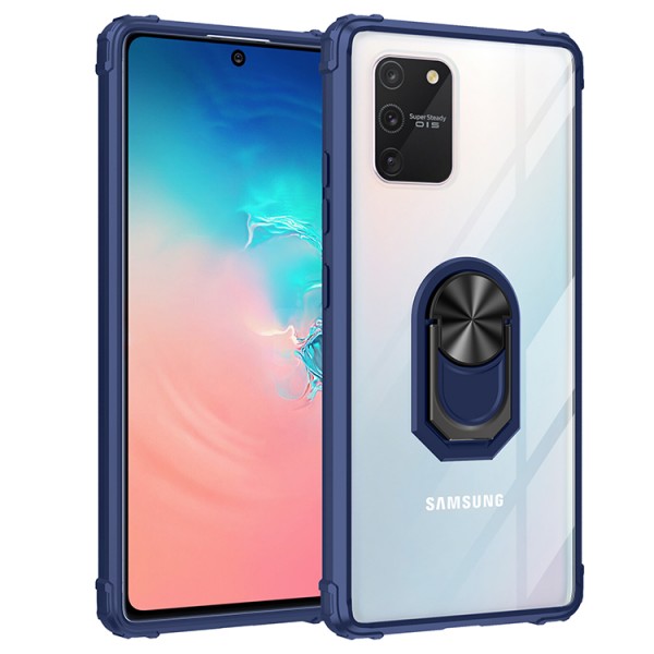 Samsung Galaxy A81& M60S & Note10lite Case,Shockproof Built-in Magnetic Car Mount Metal Ring Kickstand Protective Clear Back Cover
