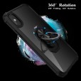 iPhone Xs Max 6.5 inches Case,Shockproof Built-in Magnetic Car Mount Metal Ring Kickstand Protective Clear Back Cover