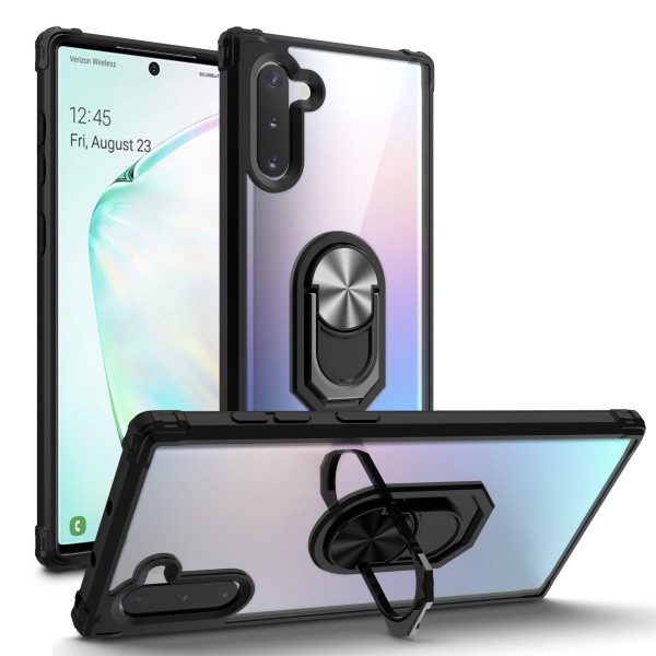 Samsung Note10 Plus/Note10 Plus 5G Case,Shockproof Built-in Magnetic Car Mount Metal Ring Kickstand Protective Clear Back Cover