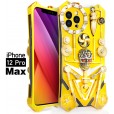 iPhone 12 Pro Max 6.7" 2020 Case,ZIMON Metal Heavy Duty Linkage/Arm/Gear Roating Cool Skull Toy Cover