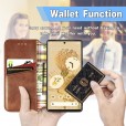 PU Leather TPU Wallet Cover with Card Holder Kickstand Hidden Magnetic Adsorption Shockproof Flip Folio Cell Phone Case