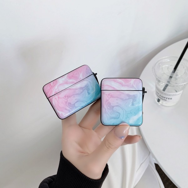 Airpods 1st & Airpods 2nd Headphone Case,Marble with Hook Anti-lost Shocjproof Protective Hard PC Cover