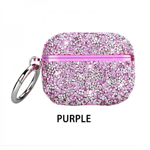 AirPods Pro/ Airpods 3 Headphone Case,Bling Glitter With Keychain Wireless Charing Hard PC Anti-lost Cover