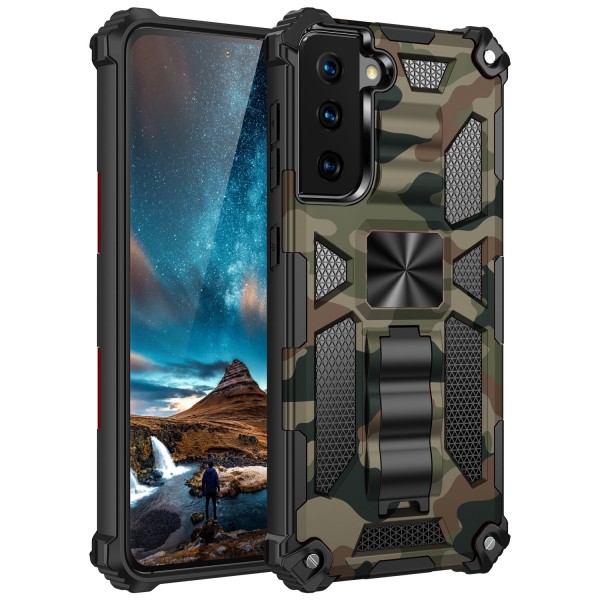 Samsung Galaxy S21 Plus 6.7 inches Case,with Built-in Magnetic Kickstand Rugged Durable Dual Layers Hybrid Bumper Shockproof Heavy Duty Military Hard Cover