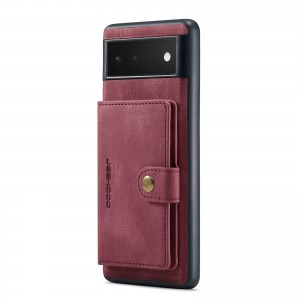 Leather Magnetic Detachable Wallet Card Slot Back Case Cover, For Google Pixel 6