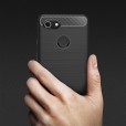 Google Pixel 3A Case,Carbon Fiber Design Soft TPU Brushed Anti-Fingerprint Protective Phone Cover