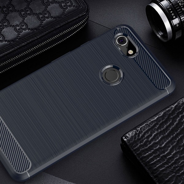 Google Pixel XL Case,Carbon Fiber Design Soft TPU Brushed Anti-Fingerprint Protective Phone Cover
