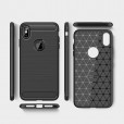 iPhone XR 6.1 inches Case,Carbon Fiber Design Soft TPU Brushed Anti-Fingerprint Protective Phone Cover