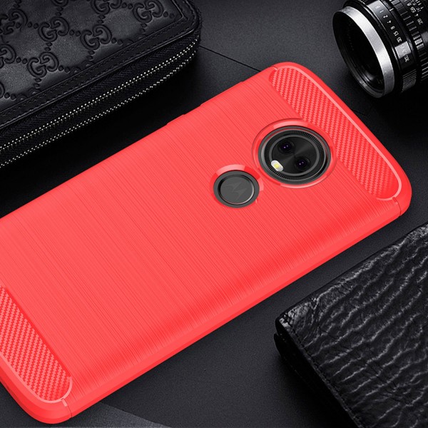 Motorola E5 Play Case ,Carbon Fiber Design Soft TPU Brushed Anti-Fingerprint Protective Phone Cover