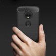 Motorola G7 & G7  Plus Case ,Carbon Fiber Design Soft TPU Brushed Anti-Fingerprint Protective Phone Cover