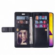 Samsung Galaxy A10/M10 Case, 9 Cards Holder Folio Flip Leather Zipper Purse Magnetic Wallet with Strap, Money Pocket Kickstand Full Protective Cover