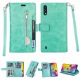 Samsung Galaxy A10/M10 Case, 9 Cards Holder Folio Flip Leather Zipper Purse Magnetic Wallet with Strap, Money Pocket Kickstand Full Protective Cover
