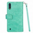 Samsung Galaxy A20S Case, 9 Cards Holder Folio Flip Leather Zipper Purse Magnetic Wallet with Strap, Money Pocket Kickstand Full Protective Cover