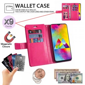 Samsung Galaxy A50 Case, 9 Cards Holder Folio Flip Leather Zipper Purse Magnetic Wallet with Strap, Money Pocket Kickstand Full Protective Cover, For Samsung A50