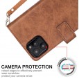 iPhone 12 & iPhone 12 Pro (6.1 inches) 2020 Release , 9 Cards Holder Folio Flip Leather Zipper Purse Magnetic Wallet with Strap, Money Pocket Kickstand Full Protective Cover