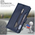iPhone 12 Pro Max (6.7 inches) 2020 Release, 9 Cards Holder Folio Flip Leather Zipper Purse Magnetic Wallet with Strap, Money Pocket Kickstand Full Protective Cover
