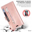 iPhone 12 Pro Max (6.7 inches) 2020 Release, 9 Cards Holder Folio Flip Leather Zipper Purse Magnetic Wallet with Strap, Money Pocket Kickstand Full Protective Cover
