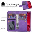 iPhone Xs Max 6.5 inches,9 Cards Holder Folio Flip Leather Zipper Purse Magnetic Wallet with Strap, Money Pocket Kickstand Full Protective Cover
