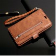 iPhone XS 5.8 inches, 9 Cards Holder Folio Flip Leather Zipper Purse Magnetic Wallet with Strap, Money Pocket Kickstand Full Protective Cover