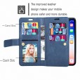 Samsung Galaxy S10E Case, 9 Cards Holder Folio Flip Leather Zipper Purse Magnetic Wallet with Strap, Money Pocket Kickstand Full Protective Cover