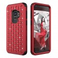 Samsung Galaxy S9 Case,3 in 1 [Studded Rhinestone][Full-Body Protective] [Shockproof] Hard PC+ Soft Silicon Rubber Armor Defender Protective Cover