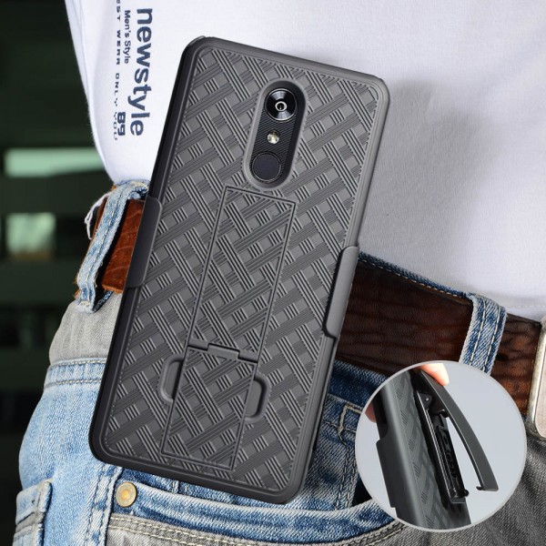 LG Stylo 4 Case,Belt Clip Holster Heavy Duty Shockproof Rugged Hybrid PC Built in Kickstand Hard Cover