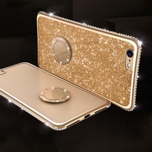 Color Glitter Design with Ring Holder TPU Smart Phone Case, For Samsung Galaxy A02