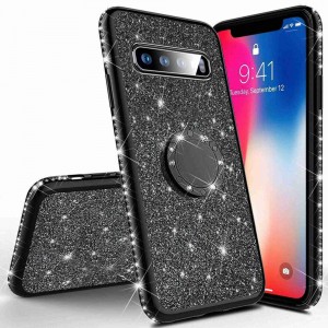 Color Glitter Design with Ring Holder TPU Smart Phone Case, For Samsung S10e