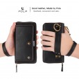 iPhone 7 Plus & iPhone 8 Plus (5.5 inches ) Case,[wrist band & metal buckle] [14 Card Slots] Zipper Purse Flip PU Leather Removable Magnetic Back Cover