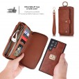 Samsung Note10 Plus/Note10 Plus 5G Case ,[wrist band & metal buckle] [14 Card Slots] Zipper Purse Flip PU Leather Removable Magnetic Back Cover