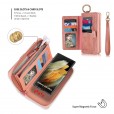 iPhone 12 Pro Max (6.7 inches) 2020 Release Case ,[wrist band & metal buckle] [14 Card Slots] Zipper Purse Flip PU Leather Removable Magnetic Back Cover