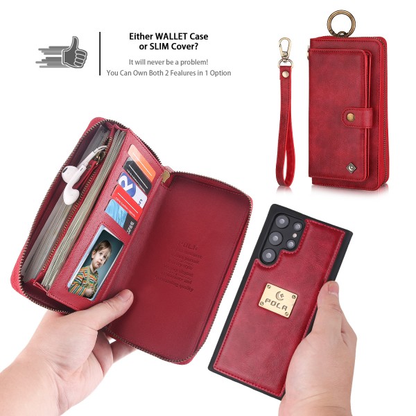 iPhone Xs Max 6.5 inches Case ,[wrist band & metal buckle] [14 Card Slots] Zipper Purse Flip PU Leather Removable Magnetic Back Cover