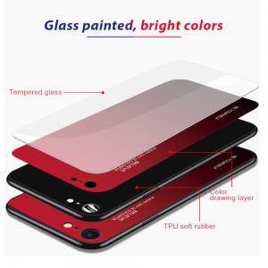 iPhone 7 Plus & iPhone 8 Plus 5.5 inches Case , Lightweight TPU Bumper Glossy Back Colorful Glass [Without Screen Protector] Protective Cover, For IPhone 7 Plus/IPhone 8 Plus