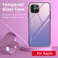 iPhone 12 Mini 5.4 inches 2020 Release Case , Lightweight TPU Bumper Glossy Back Colorful Glass [Without Screen Protector] Protective Cover