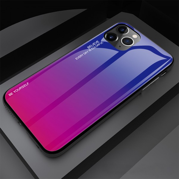 iPhone 11 Pro Max 6.5 inches 2019 Release Case , Lightweight TPU Bumper Glossy Back Colorful Glass [Without Screen Protector] Protective Cover