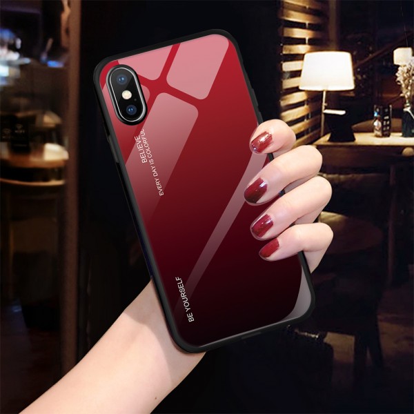iPhone XS MAX  6.5 inches Case , Lightweight TPU Bumper Glossy Back Colorful Glass [Without Screen Protector] Protective Cover